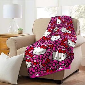 Hello Kitty More Bows Please Blanket Large Print NWT 46x60